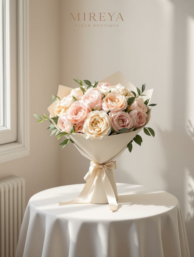 Bouquet Joy — 15 Pastel Peony Roses