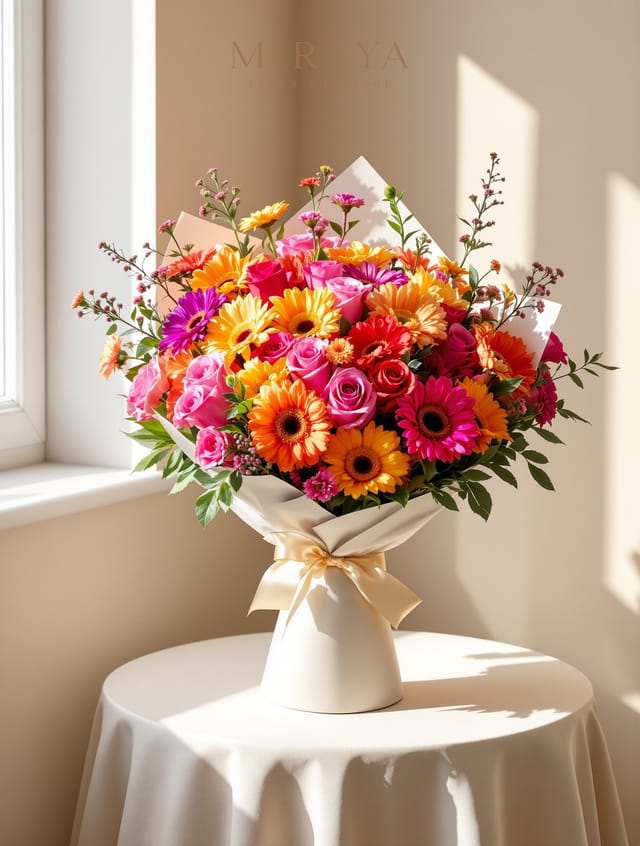 Bouquet Party — 25 Bright Roses + Gerberas